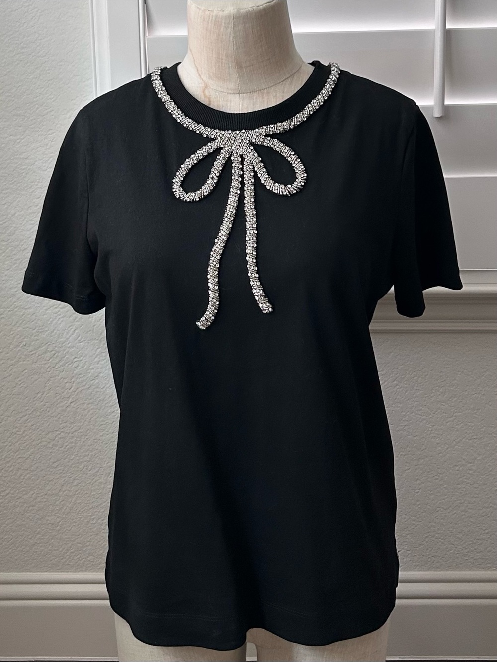 Maeve Rhinestone Bow Embellished Top
Size small